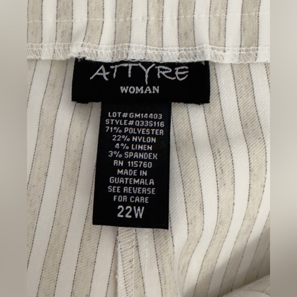 ATTYRE KATHERINE PULL ON SKORT HORIZONTAL KHAKI STRIPES WITH DOT DETAIL AT HEM - Picture 8 of 9